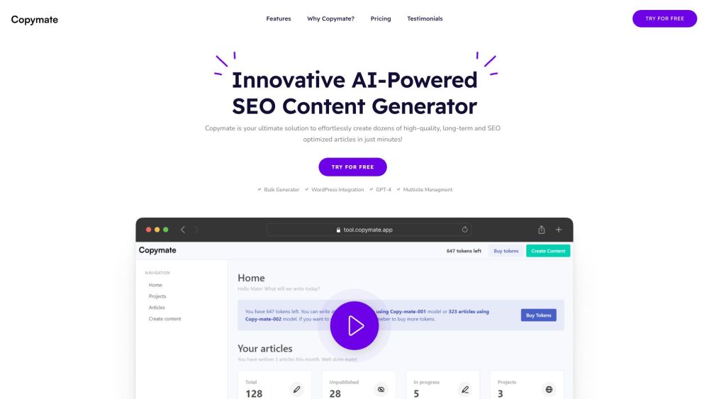 Copymate: AI Tool for High-Quality SEO Content Generation