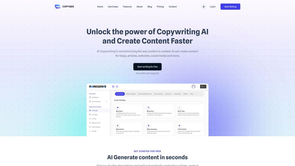 Raregenie: AI Tool Revolutionizing Content Creation