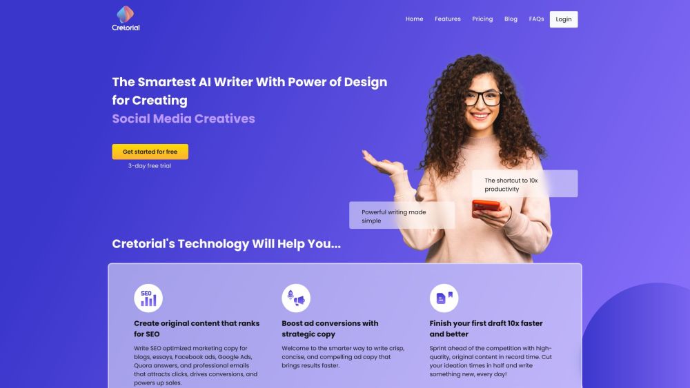 Cretorial: AI Writer - Boost Productivity & Creativity