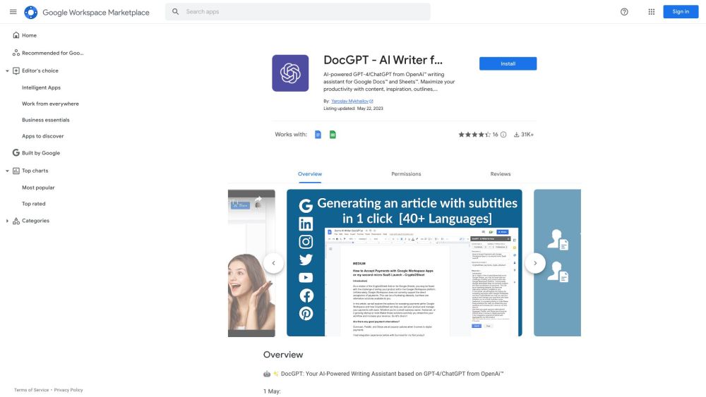 DocGPT: AI Tool for Content Writing