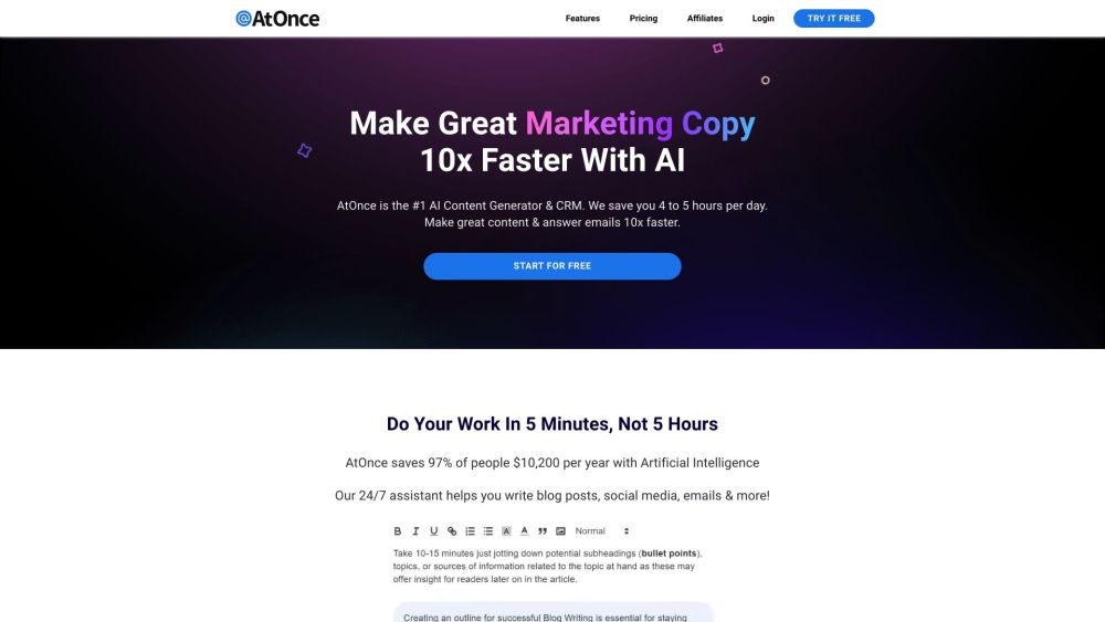 AtOnce: AI Tool for SEO Article Generation