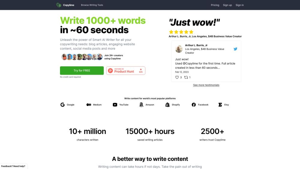 Copylime: AI Tool for Efficient Content Creation