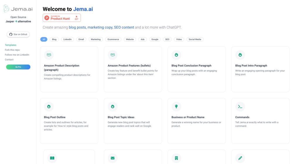 Jema.ai: AI Tool for Content Generation