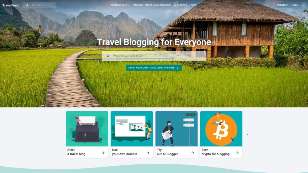 TravelFeed Website screenshot