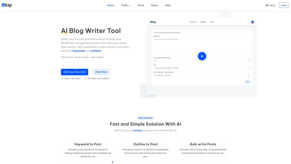 aiktp.com: AI Tool for Content Writing & WordPress