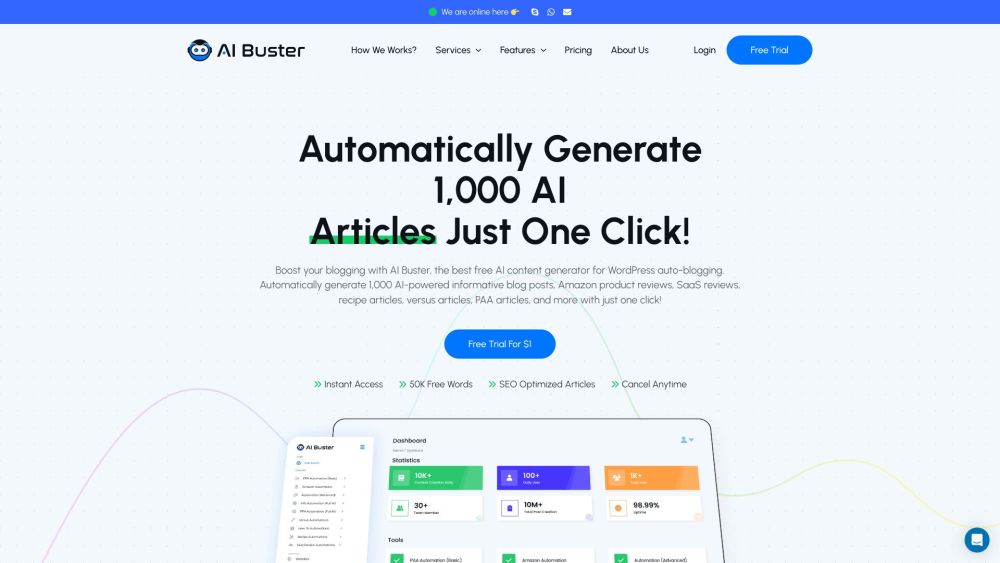 AI Buster: Generate Thousands of Blog Posts & Reviews