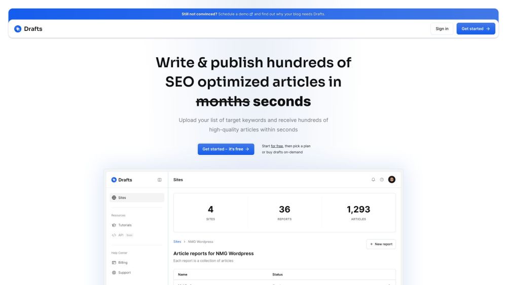 Drafts AI: AI SEO engine for generating