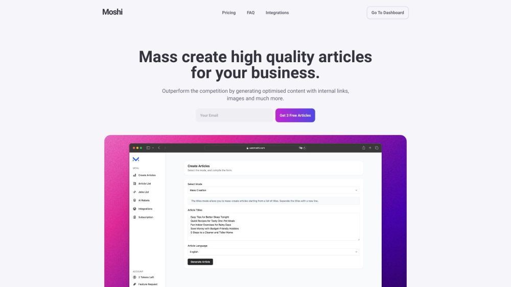 Moshi: AI Tool for High-Quality Blog Articles