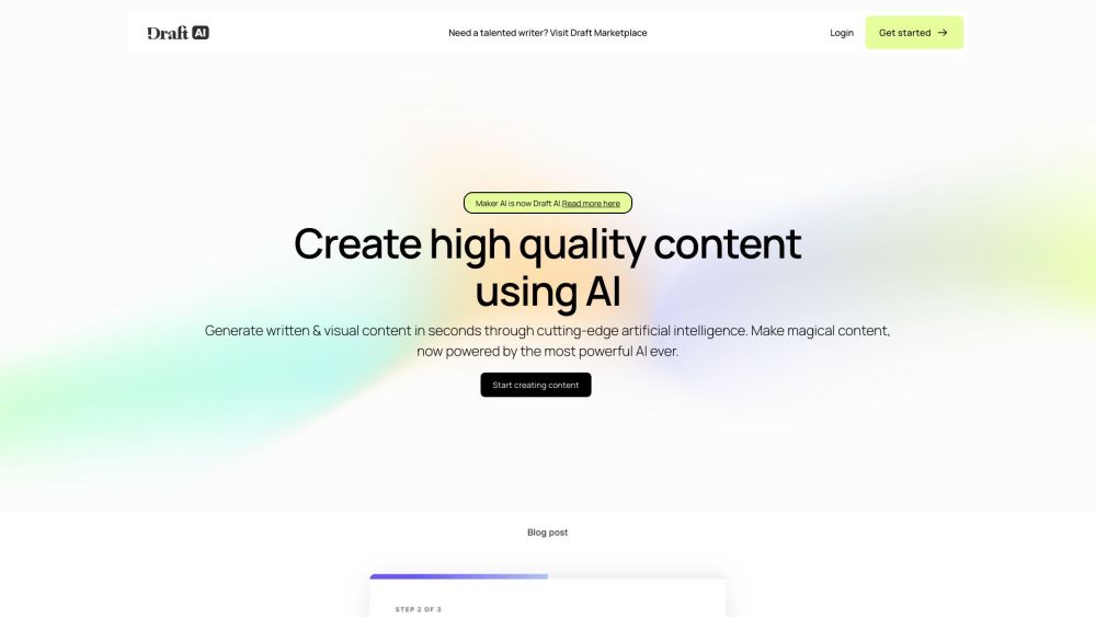 Draft AI Website screenshot