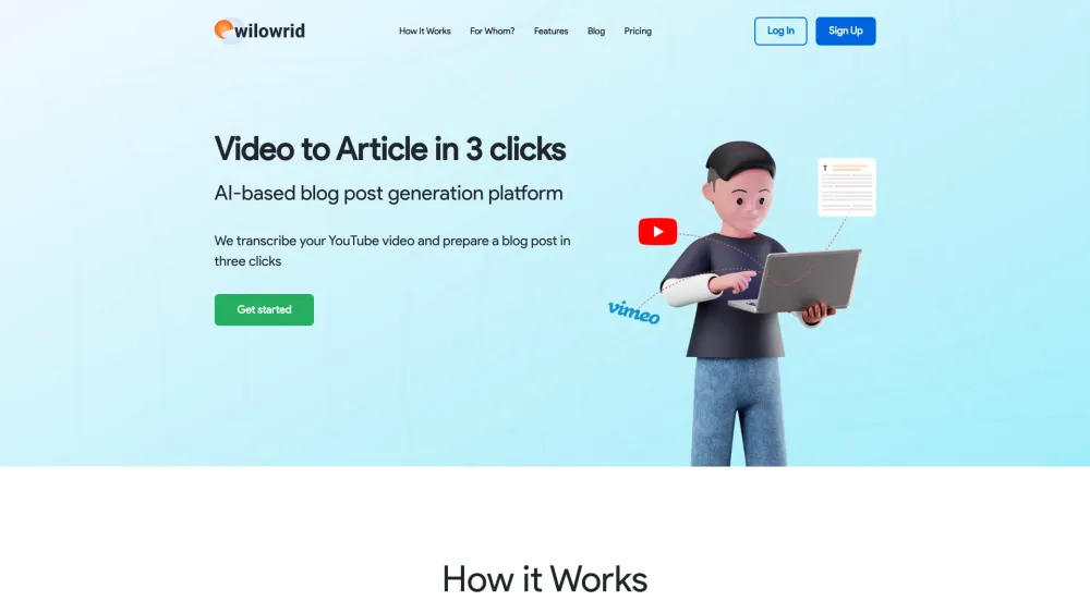 Wilowrid: AI Tool to Transform Video to Article