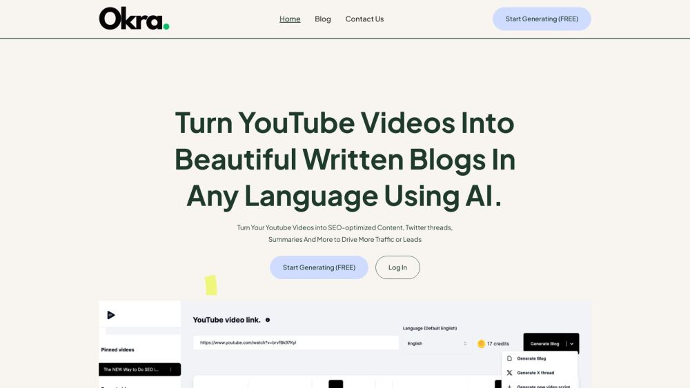 OKRA: AI Tool for YouTube Discoverability