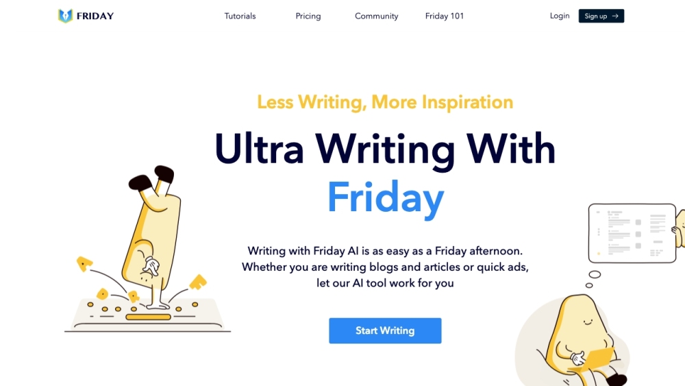 HeyFriday - Ultimate AI Writer Website screenshot