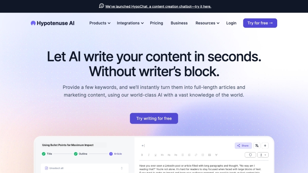 Hypotenuse AI: The Ultimate AI Writing Assistant & Text Generator