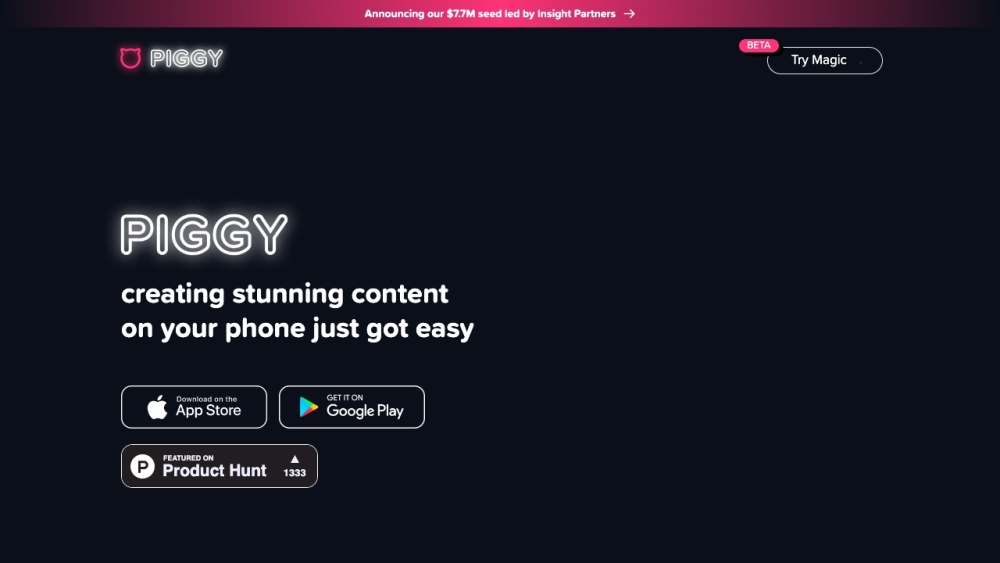 Piggy Magic Website screenshot