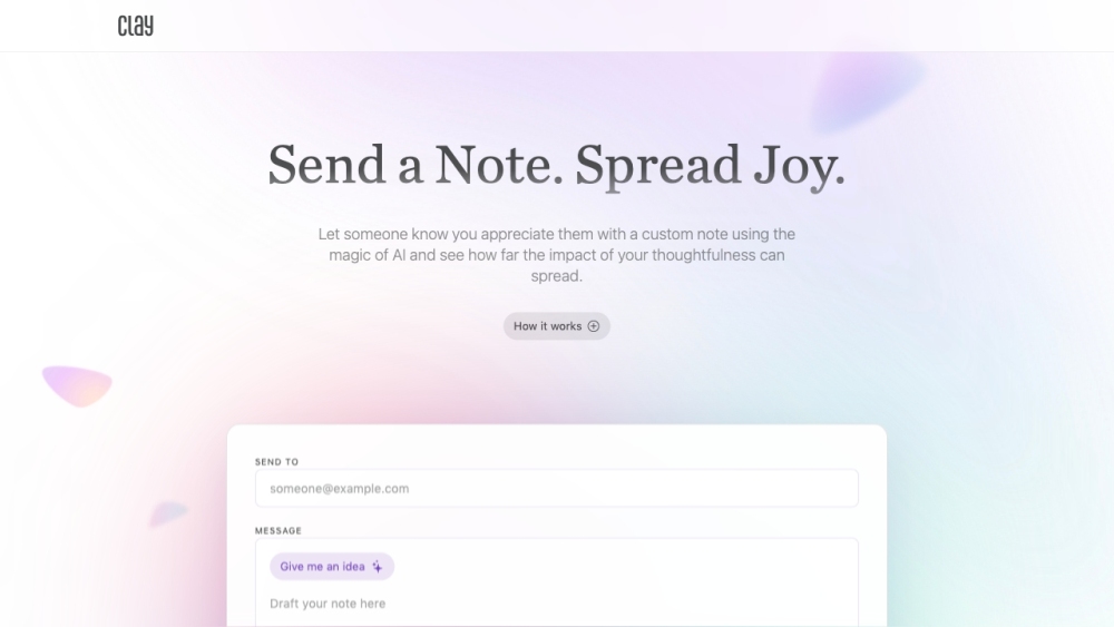 Clay: AI Tool for Custom Notes & Positivity.