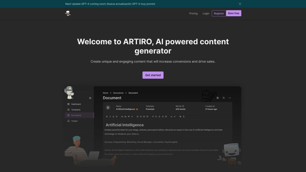 Artiro: AI Tool for Unique & Engaging Content