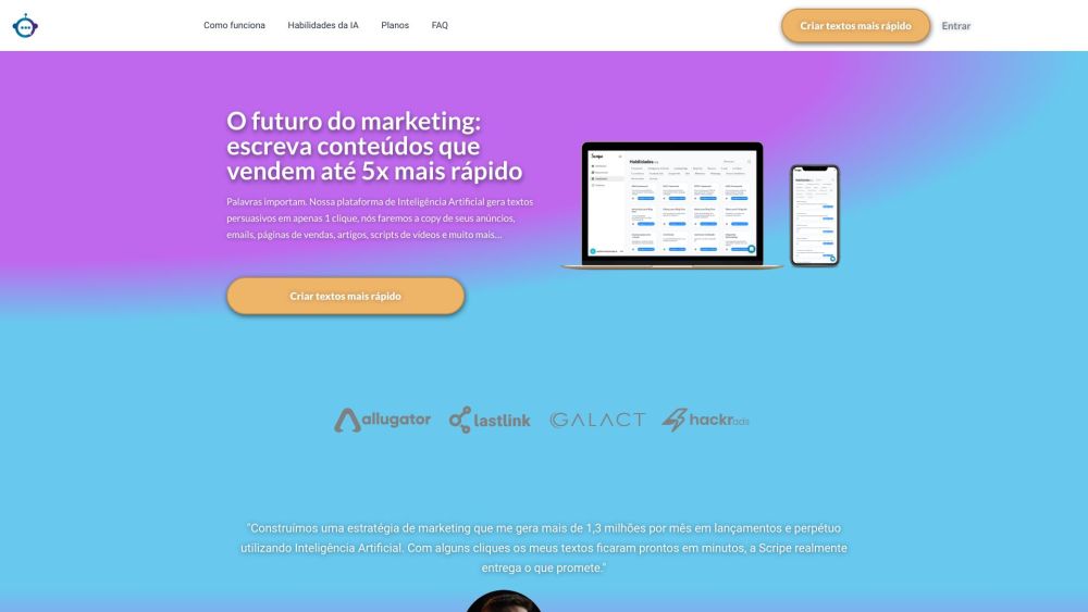 Scripe | Inteligência em Copywriting: AI Tool for Entrepreneurs & Marketers