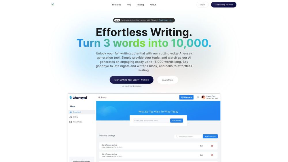 Charley.ai: AI Essay Writer & Revolutionary Tool