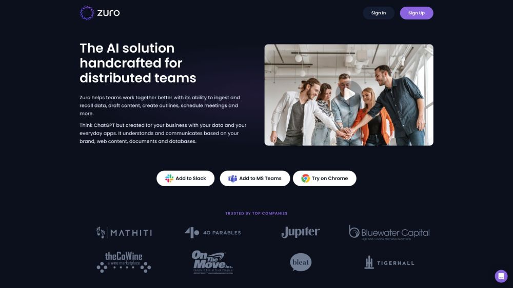 Zuro: AI Tool for Distributed Teams - Product Name