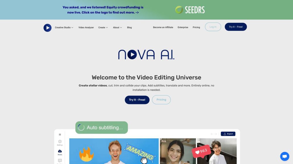 Nova A.I.: Video Editing & Logging AI Tool