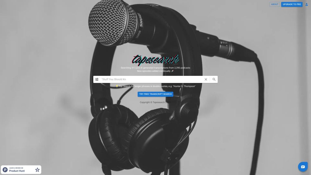 Tapesearch: AI Tool for Quick Podcast Searches