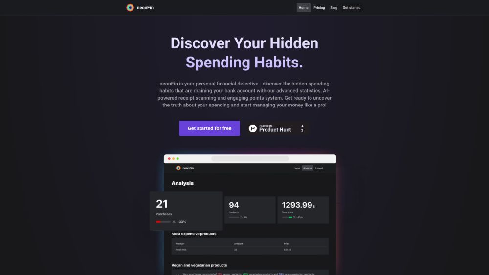 neonFin: AI Tool to Track & Manage Finances