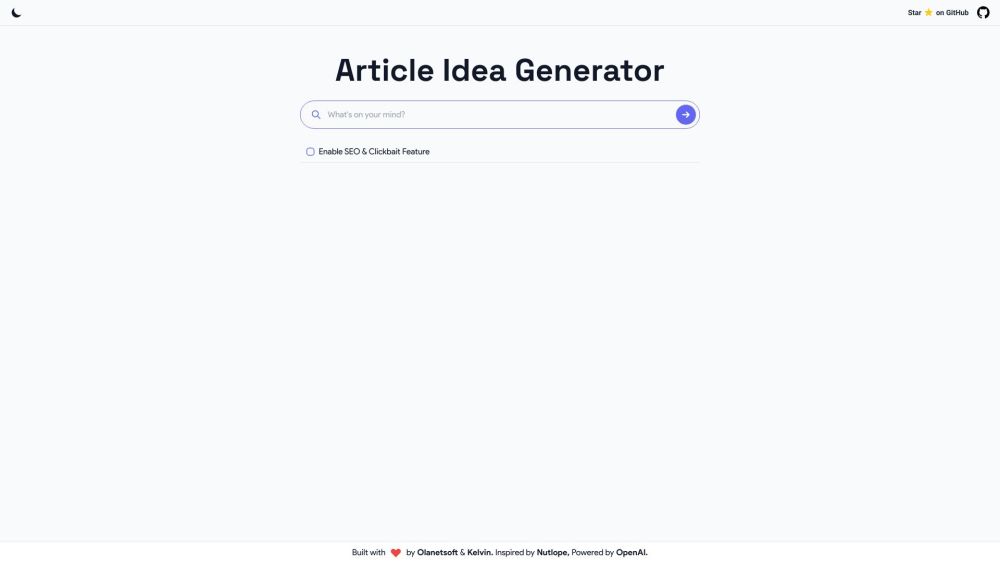 Article Idea Generator: AI Tool for Writer's Block