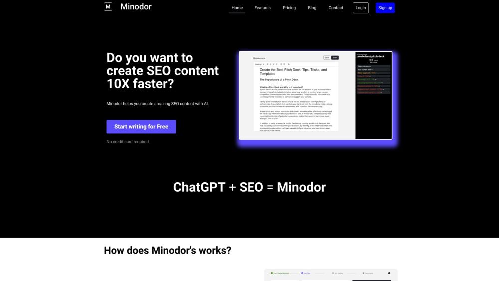 Minodor: AI Tool for SEO Articles