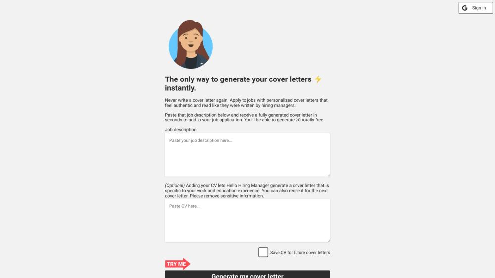 Hello Hiring Manager: AI Tool for Instant Cover Letters