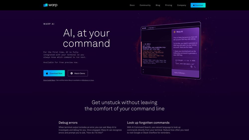 https://warp.dev: Warp: AI Tool for Building Great Software