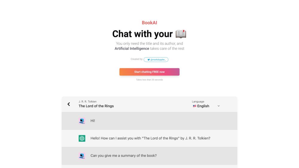 BookAI.chat: Chat with books. AI tool.