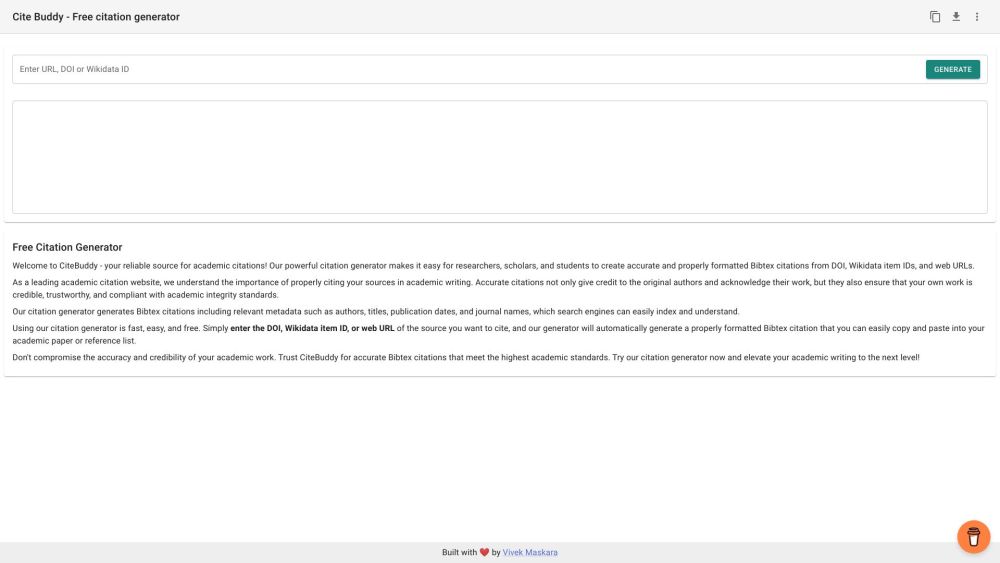 Cite Buddy: Free AI Tool for Unlimited Bibtex Citations