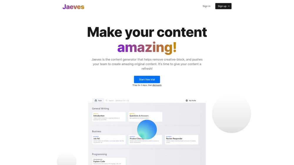 Jaeves AI: AI Tool for 10x Smarter Content