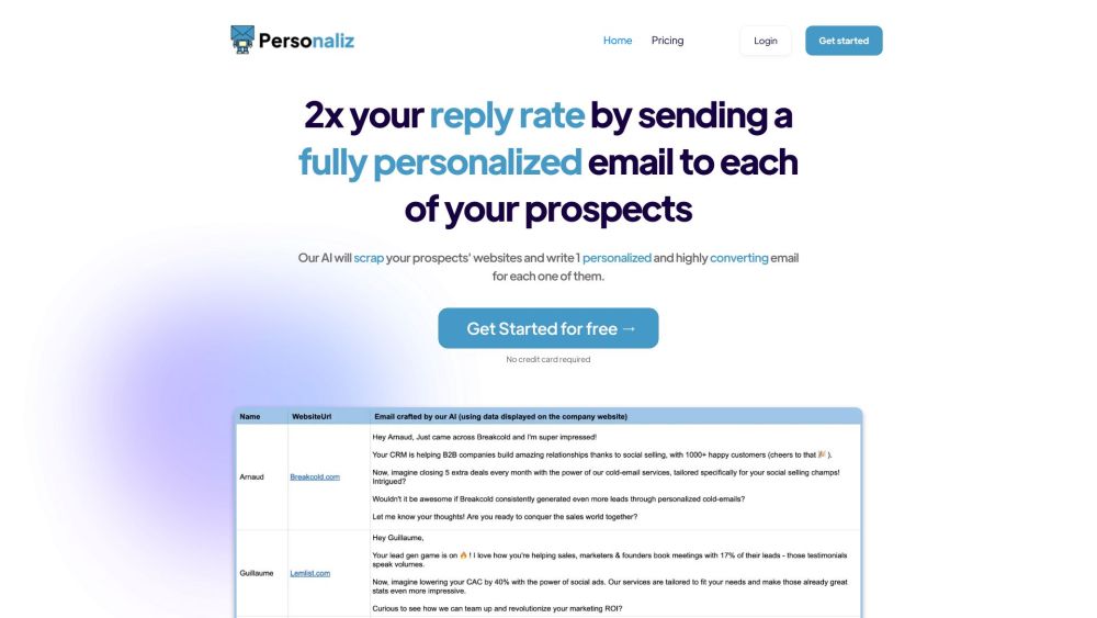 Personaliz: AI Tool Generates Personalized Cold Emails