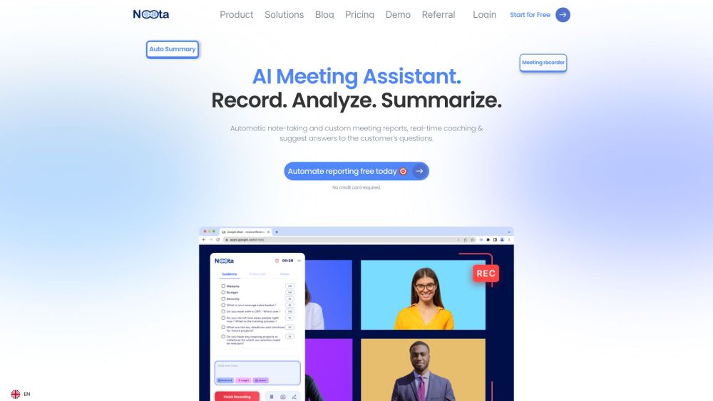 Noota | AI Meeting Assistant & Custom Report Generator