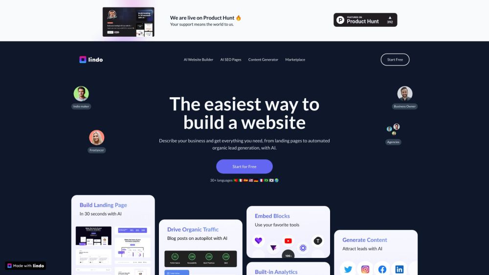 Lindo: AI Tool for Effortless Business Websites