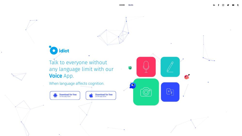 idict | Voice Cloning Translation App Website screenshot