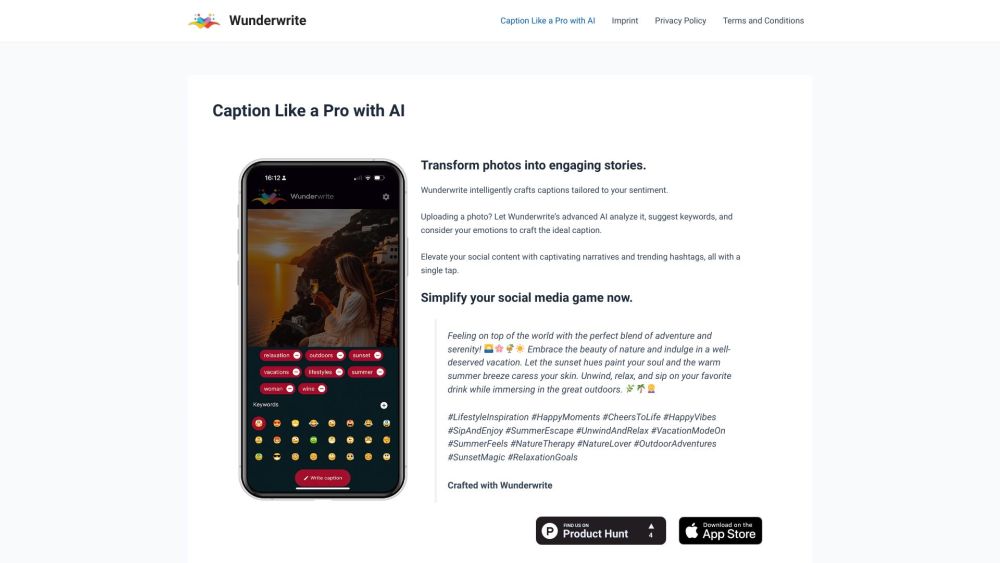 Wunderwrite: AI Tool for Captivating Photo Stories