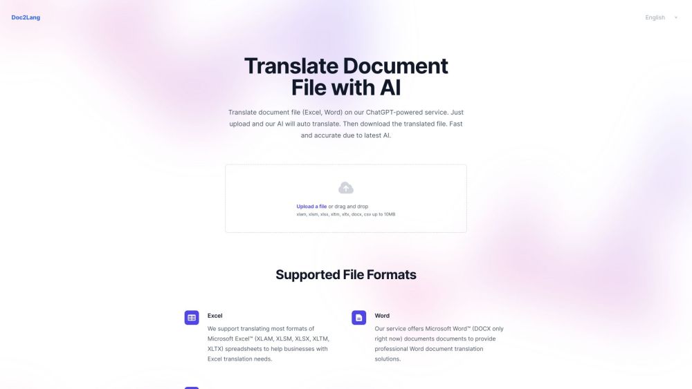 Doc2Lang: Fast & Accurate AI Tool for Translating Excel, Word, CSV Files