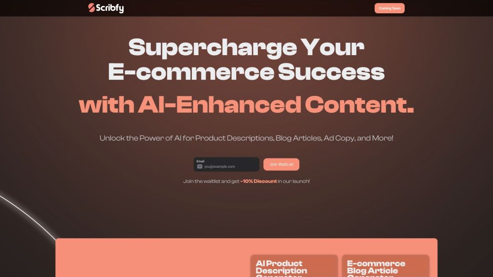 Scribfy: AI Tool for E-Commerce Content Creation