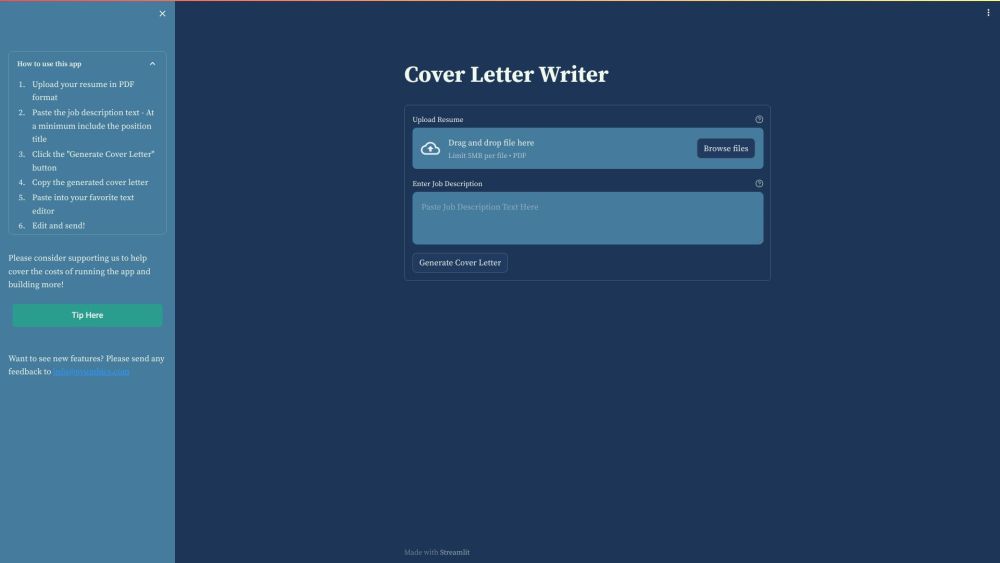 Cover Letter Writer: AI Tool for Compelling Cover Letters