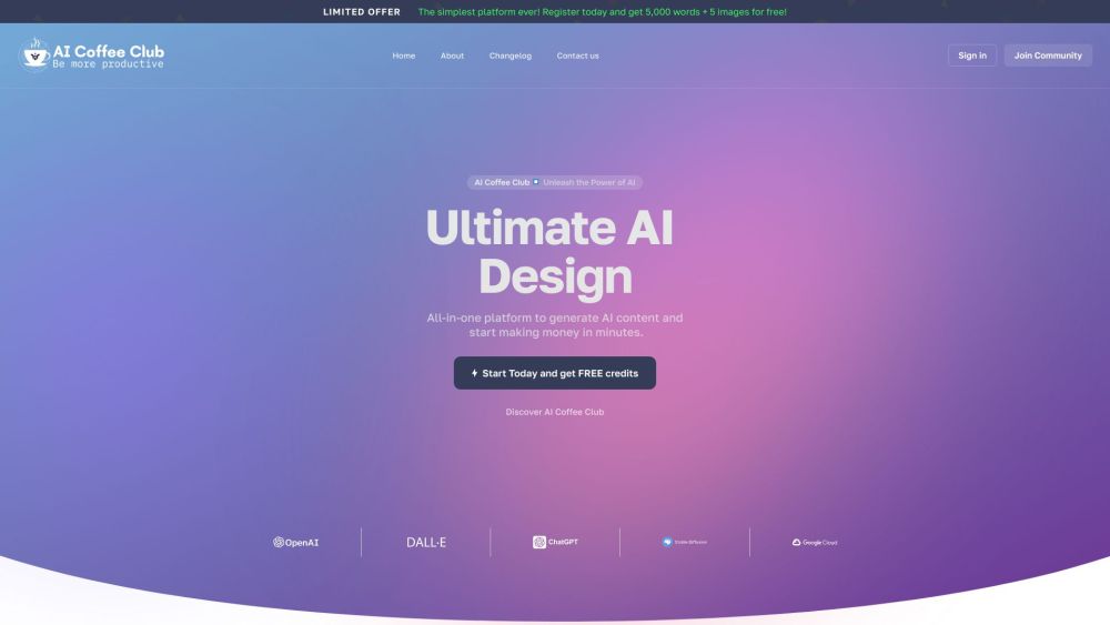 AI Coffee Club Website screenshot