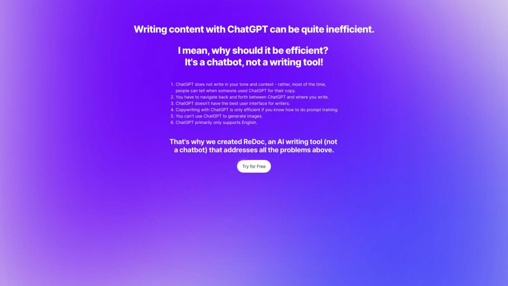 Redoc: AI Tool for Conversational ChatGPT Copywriting