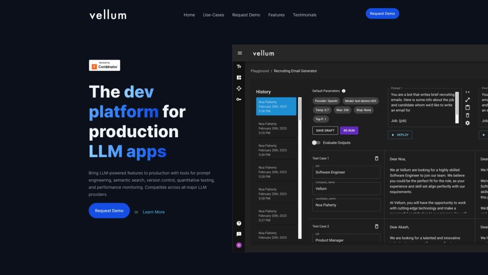 Vellum: AI Tool for Building LLM Apps