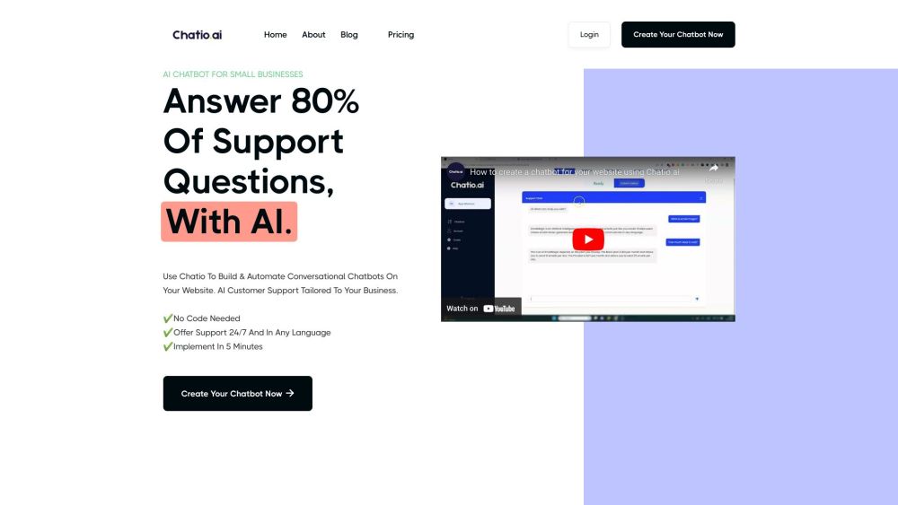 Chatio: AI Chatbot for Small Businesses