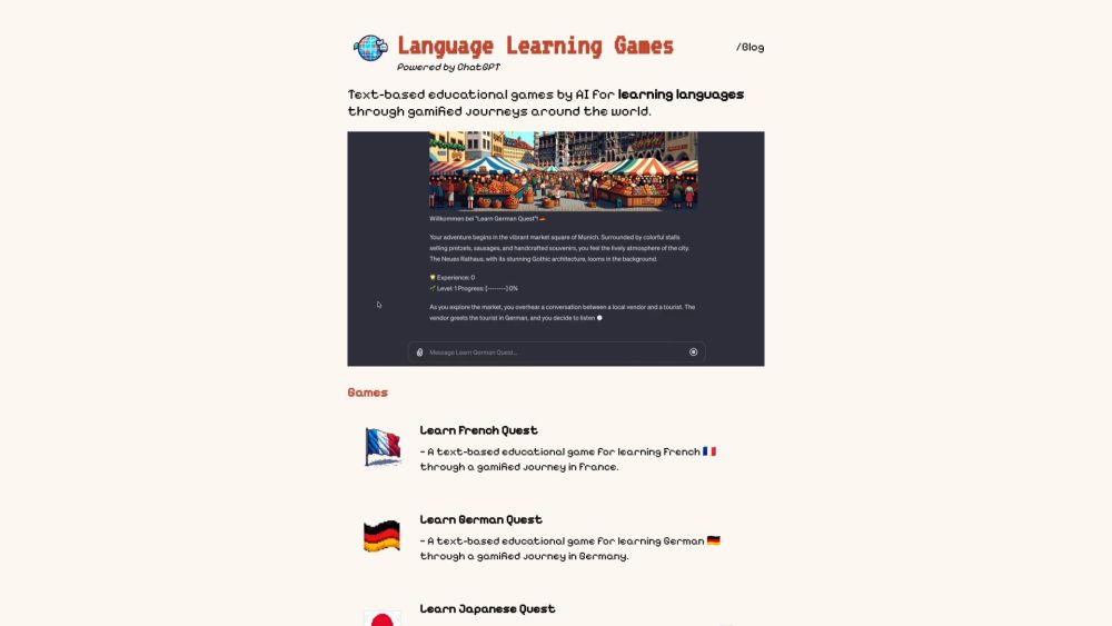 Language Learning Games by AI: ChatGPT+ AI Tool