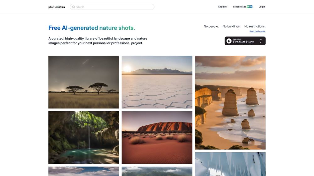 Stockvistas: AI Tool for High-Quality Landscape and Nature Images