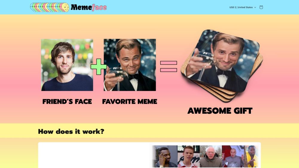 Memeface.me: Create Meme Gifts with AI Tool & Memeface.me
