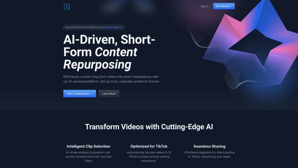 Secto: AI Tool for High-Quality TikTok/Shorts Content