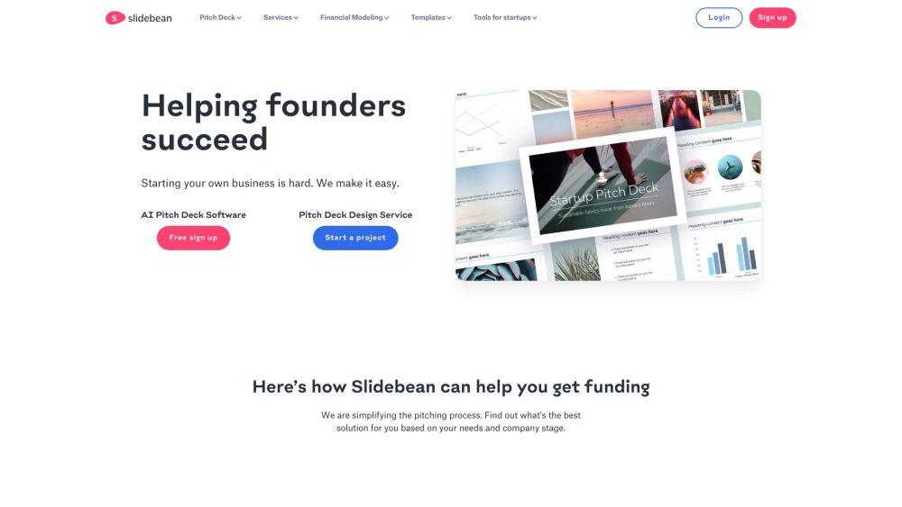 Slidebean Founder Platform: Create Impressive Pitch Decks and Financials for Investors with AI Tool